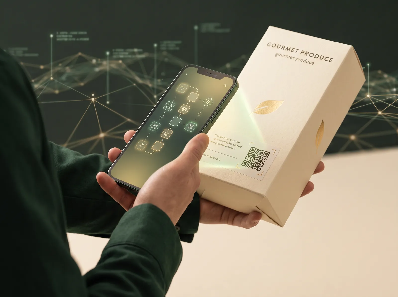 Scanning a QR code on a food package for TRAZEIT traceability